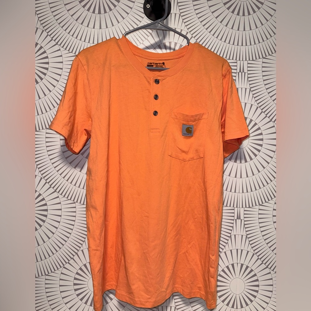 Carhartt Women’s Henley Short Sleeve‎ Shirt Size XL 18-20 Orange